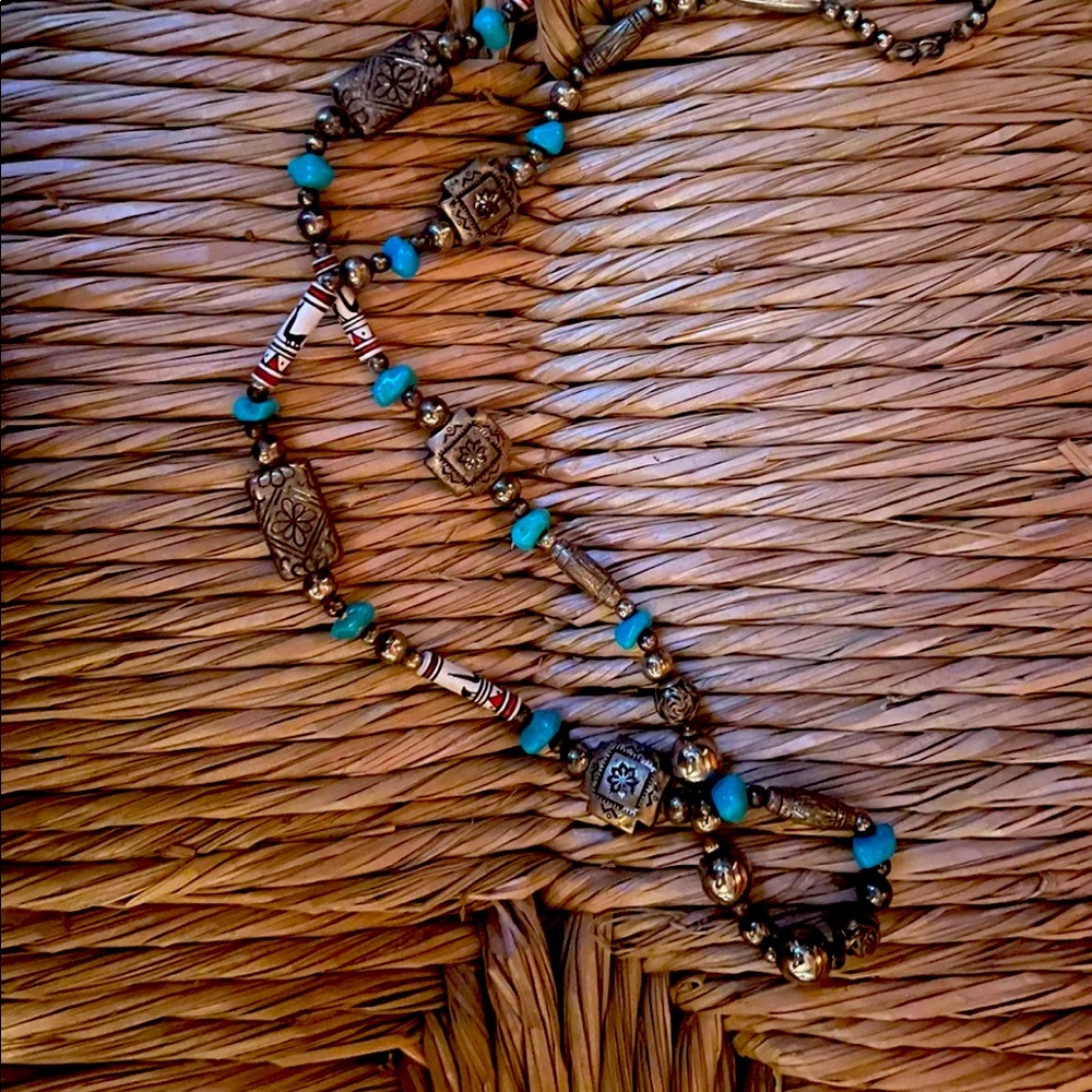 Beautiful VTG Turquoise Aztec Necklace